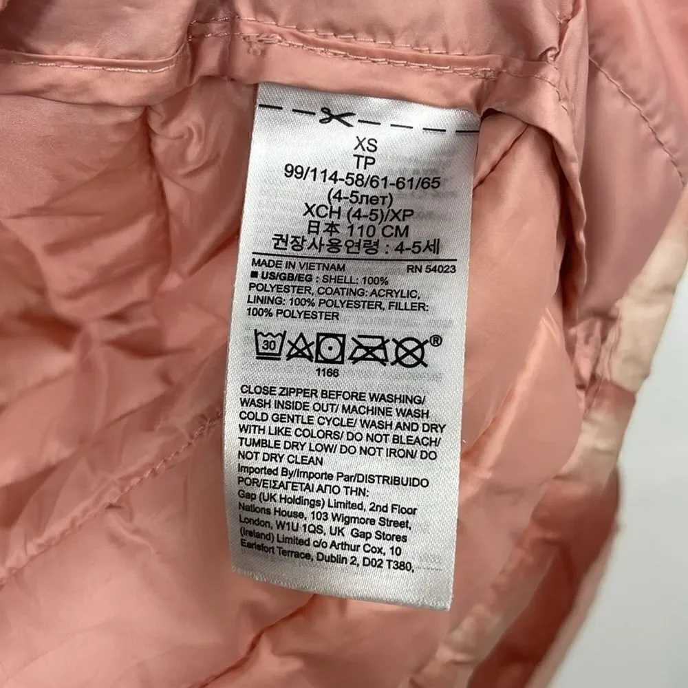 Gap Kids 100% Recycled Polyester Cold Control Puffer Jacket Pink Tie Dye size XS